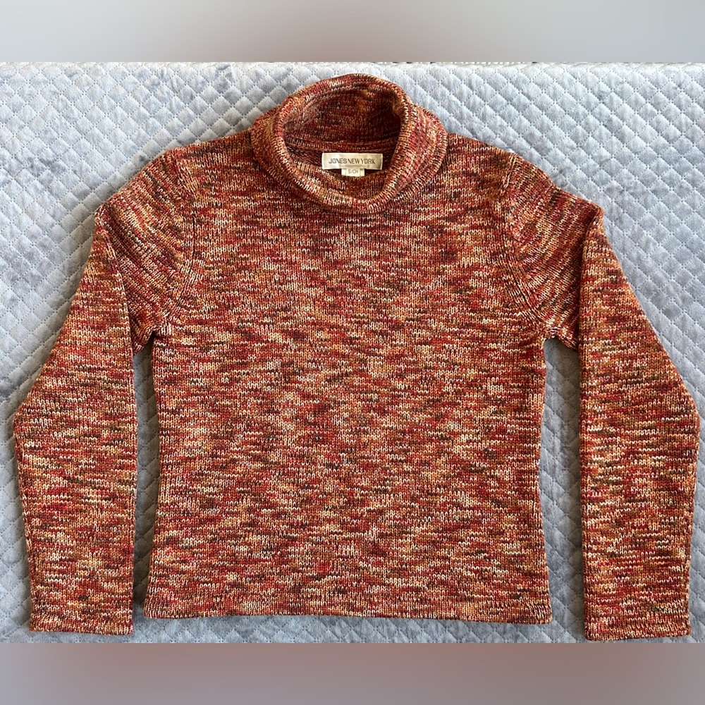 Vintage Jones New York 100% Merino Wool Marled Turtleneck Sweater S